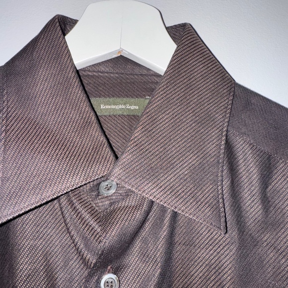 vintage ERMENEGILDO ZEGNA Brown Button Up - Picture 2 of 3